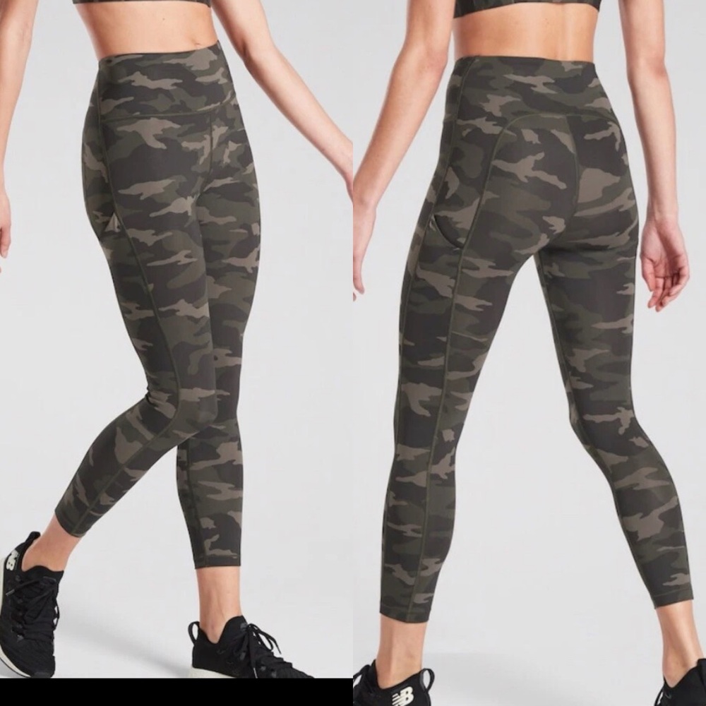 Athleta Olive Camouflage Leggings- size large